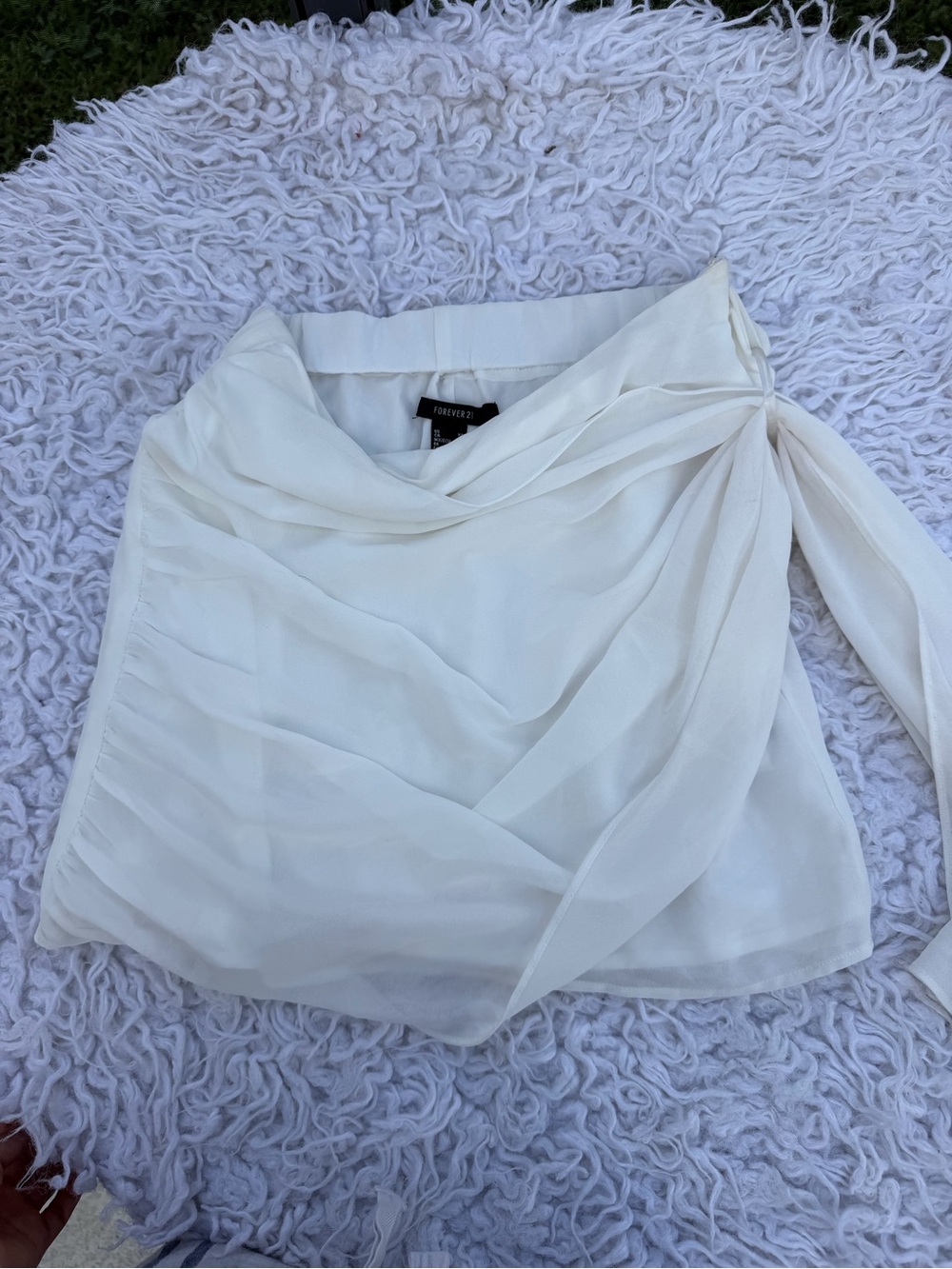 Forever 21 Off-White Asymmetrical Draped Wrap Skirt
